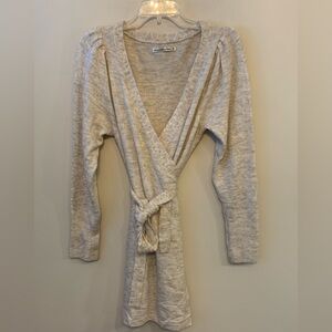 Abercrombie & Fitch Light Heather Gray Knit Wrap Mini Dress